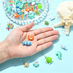 60Pcs 10 Styles Ocean Theme Opaque Resin Cabochons&nbsp;RE-FS92E8-01
