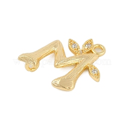 Brass Crystal Rhinestone Letter Links Connector Charms&nbsp;KK-S395-06G-M