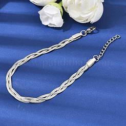 304 Stainless Steel Interlocking Herringbone Chain Bracelet for Women&nbsp;BJEW-K240-08B-P