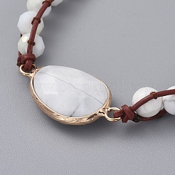Faceted Glass & Natural Howlite Beaded Wrap Bracelets&nbsp;BJEW-JB05035-04