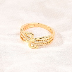 Brass Micro Pave Clear Cubic Zirconia Finger Rings for Women&nbsp;RJEW-C168-03G