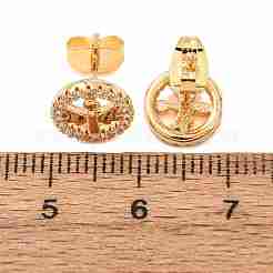 Brass Micro Pave Cubic Zirconia Stud Earrings&nbsp;KK-CBA8EB2-14G