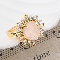 Sunflower Natural Rose Quartz Finger Rings&nbsp;RJEW-B113-03G-09