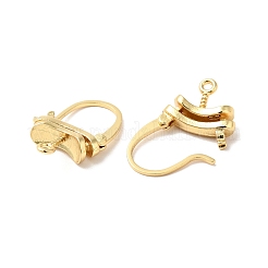 Brass Oval Hoop Earring Findings with Latch Back Closure&nbsp;KK-G434-04G