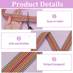5 Yards Polyester Striped Jacquard Ribbon&nbsp;OCOR-WH0078-287B