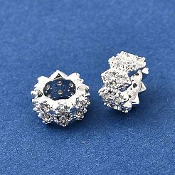 Wave Brass Micro Pave Cubic Zirconia European Beads&nbsp;KK-K300-07A-S