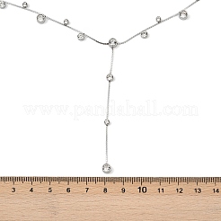 304 Stainless SteelPave Clear Cubic Zirconia Flat Round Link Chain Y Necklaces&nbsp;NJEW-Z088-01P