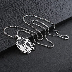 304 Stainless Steel Black Cat with Book Pendant Box Chain Necklaces&nbsp;WGD8BFB-01