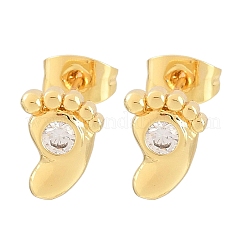 Brass Micro Pave Clear Cubic Zirconia Stud Earrings&nbsp;EJEW-F405-21A-G
