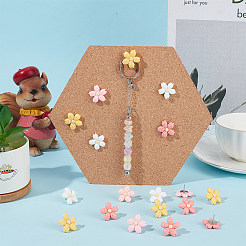 40Pcs 4 Colors Resin Flower Drawing Pins&nbsp;AJEW-DR00043
