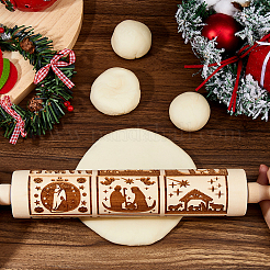 Wood Decorative Pattern Rolling Pin&nbsp;AJEW-WH0596-430B