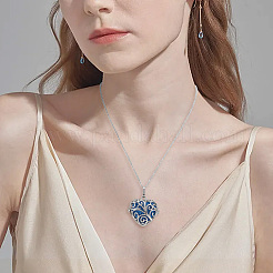 Zinc Alloy Hollow Cage Pendant Necklaces&nbsp;NJEW-PH0001-44D