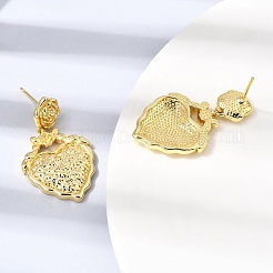 Valentine's Day Brass Dangle Stud Earrings&nbsp;EJEW-D355-10G