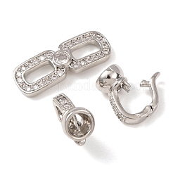 Brass Micro Pave Clear Cubic Zirconia Fold Over Clasps&nbsp;KK-D259-03P