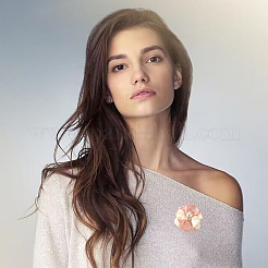 Cloth 3D Flower Brooch Pin&nbsp;JEWB-WH0022-92B