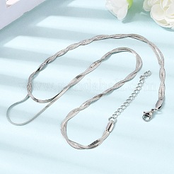 Unisex 304 Stainless Steel Flat Snake Chain Necklaces&nbsp;NJEW-K305-11P