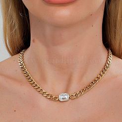 Cubic Zirconia Rectangle Pendant Necklace&nbsp;MR3032-1