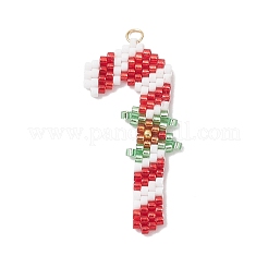 5Pcs 5 Styles Christmas Themed Glass Seed Beaded Pendants&nbsp;PALLOY-MZ00868