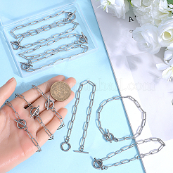 20Pcs 304 Stainless Steel Textured Paperclip Chain Bracelets&nbsp;BJEW-SP0001-02