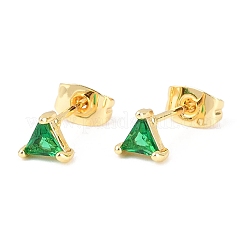 Brass Micro Pave Cubic Zirconia Stud Earrings&nbsp;EJEW-F405-22D-G05