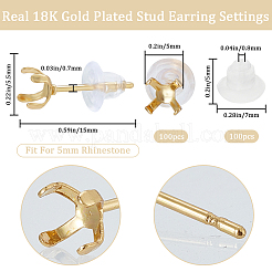100Pcs 304 Stainless Steel Stud Earring Findings&nbsp;STAS-BBC0003-31