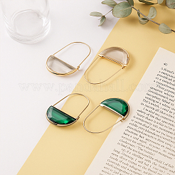 2 Pairs 2 Colors Brass Glass Hoop Earrings&nbsp;EJEW-GO0003-30B