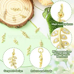 12Pcs 4 Styles Brass Cubic Zirconia Pendants&nbsp;KK-CJ0003-90