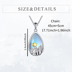 Alloy Glass Teardrop with Snow Mountain Pendant Necklaces&nbsp;WG78F70-01