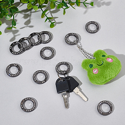 12pcs Alloy Spring Gate Ring with Rhinestone&nbsp;FIND-UN0003-37B