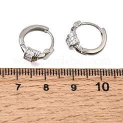 Cross Brass Micro Pave Cubic Zirconia Hoop Earrings&nbsp;KK-CBAEEA8-37P