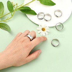 201 Stainless Steel Grooved Finger Ring Settings&nbsp;MAK-WH0007-16P