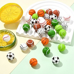 35Pcs 7 Colors All Kinds of Sports Balls Silicone Beads&nbsp;SIL-YW0002-28