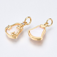 Brass Micro Pave Clear Cubic Zirconia Pendants&nbsp;KK-Q277-016-NF