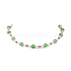 Christmas Theme Faceted Rondelle Glass & White Round ABS Plastic Imitation Pearl Beaded Necklaces for Women&nbsp;NJEW-JN05464-01