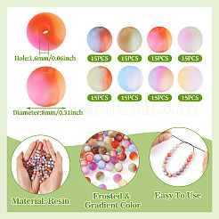 120Pcs 8 Colors Frosted & Gradient Color Opaque Resin Beads&nbsp;RESI-TA0003-85