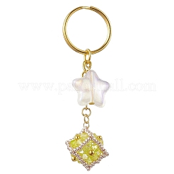 Glass Seed Bead Cube with Acrylic Star Keychain&nbsp;KEYC-MZ00027