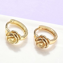 Rose Brass Hoop Earrings&nbsp;EJEW-Z102-03G