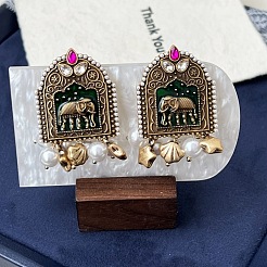 Bohemian Zinc Alloy Plastic Pearl Dangle Stud Earrings&nbsp;FS-WGCCE5A-01