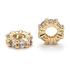 Brass Cubic Zirconia European Beads&nbsp;ZIRC-F001-101G