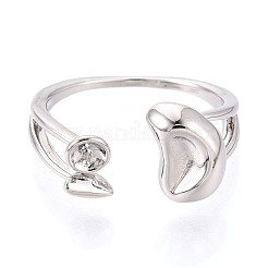 Moon Brass Cuff Ring Settings&nbsp;KK-T076-40P