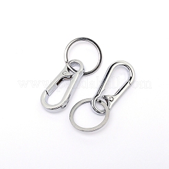 Alloy Push Gate Snap Keychain Clasp Findings&nbsp;KEYC-WH0018-09P
