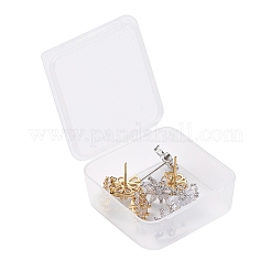4 Pairs 2 Style Brass Micro Pave Clear Cubic Zirconia Stud Earring Findings&nbsp;KK-ZZ0001-07