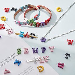 Spray Painted Zinc Alloy Slide Charms&nbsp;ALRI-WH0005-13J