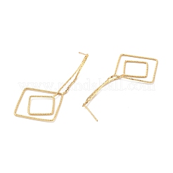 Rack Plating Brass Double Rhombus Long Dangle Stud Earrings for Women&nbsp;EJEW-C028-04G