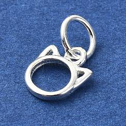 925 Sterling Silver Outline Cat Head Shape Charms&nbsp;STER-M119-15S