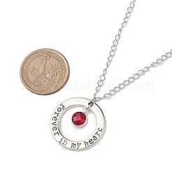 3Pcs 3 Styles Flat Round Forever in My Heart Alloy Glass Pendant Necklaces&nbsp;NJEW-JN05018
