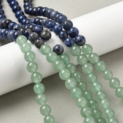 Chakra Natural Red Jasper & Yellow Jade & Green Aventurine & Tiger Eye & Sodalite & Amethyst Beads Strands&nbsp;G-NH0002-E02-6mm