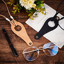 2Pcs 2 Colors Leather Eyeglasses Strap with Clip Holder and Brass Buckle&nbsp;AJEW-GF0005-54