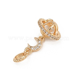 Brass Micro Pave Clear Cubic Zirconia European DanglePendants&nbsp;KK-K407-06P