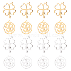 16Pcs 2 Style 201 Stainless Steel Hollow Pendants&nbsp;STAS-DC0001-01